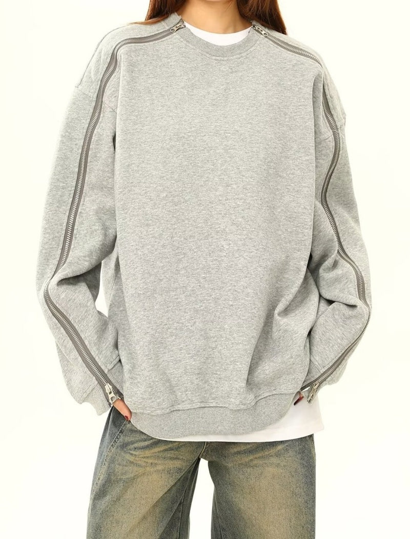 Oversized Top with Zipper Details