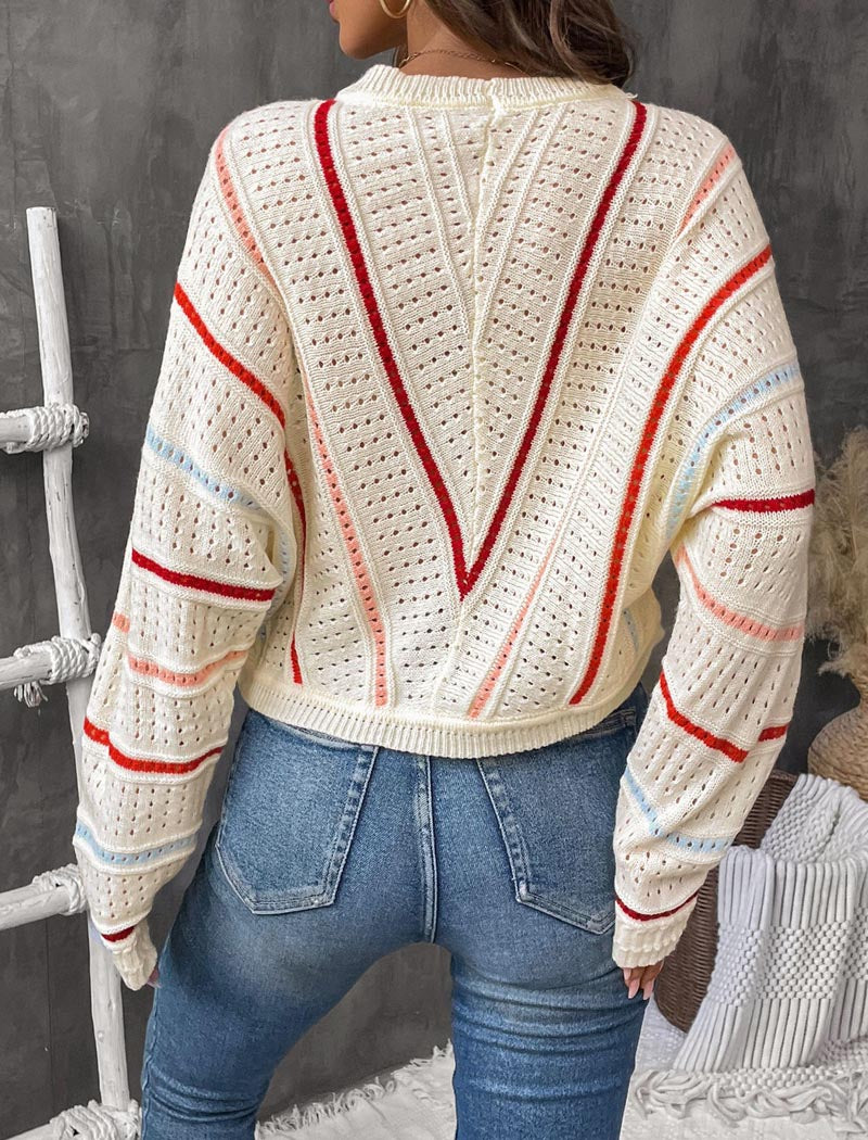 Striped Open-Knit Sweater