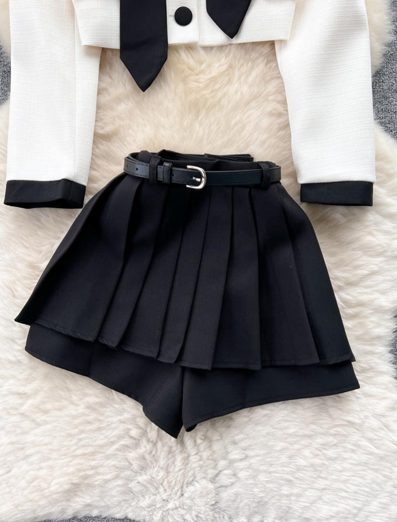 Cropped Jacket and Pleated Skort Set