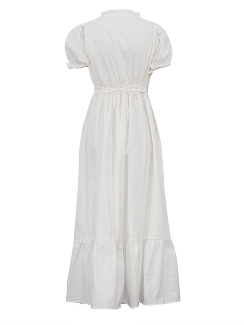 Ruffled Tie-Front Maxi Dress