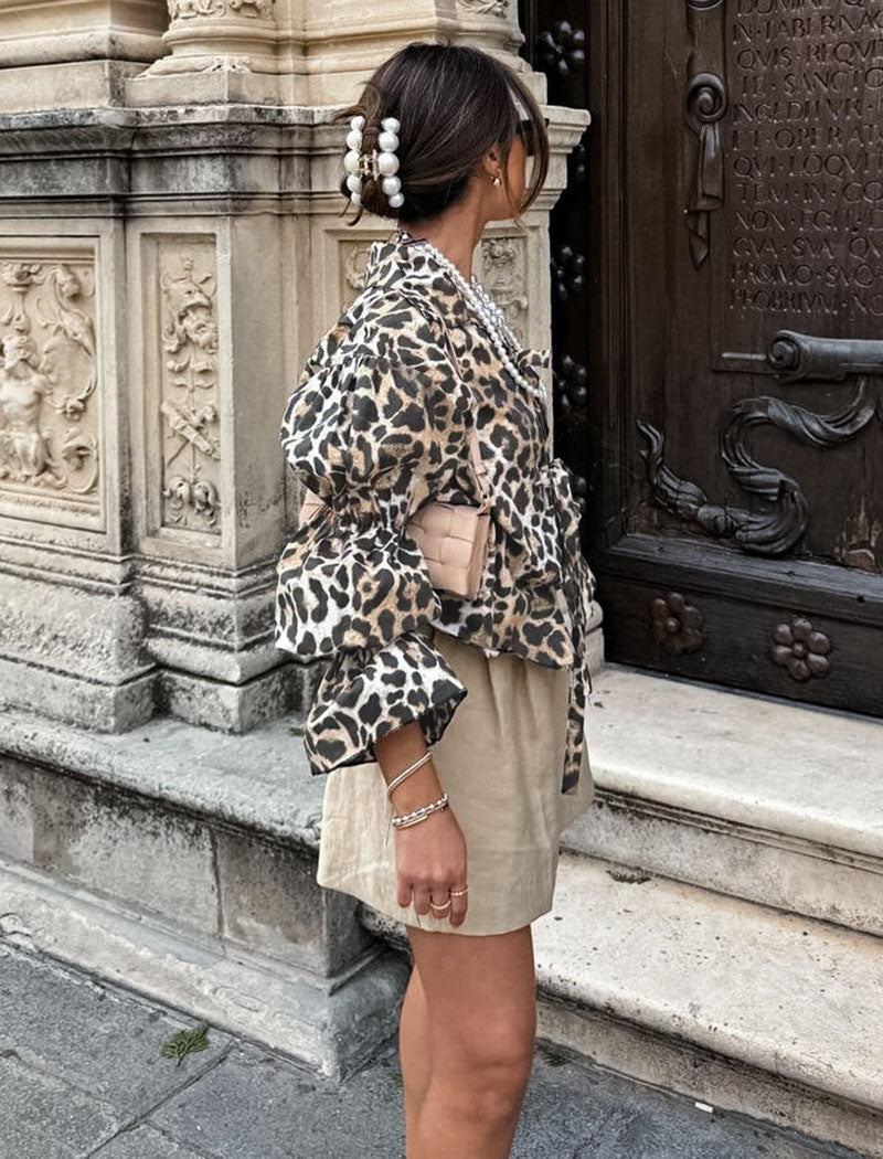Puff Sleeve Leopard Print Top