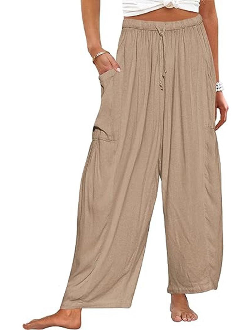 Drawstring Wide-Leg Cargo Pants