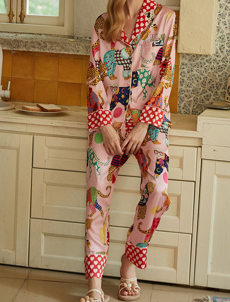 Playful Animal Print Pajama Set