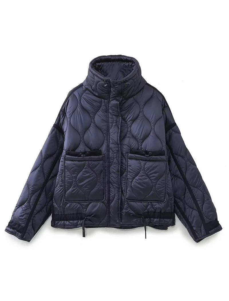 Quilted High-Collar Oversized Jacket