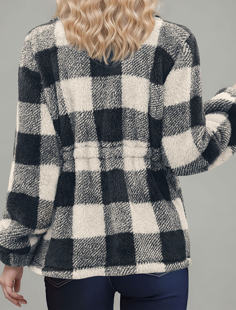 Plaid Pattern Zipper Jacket
