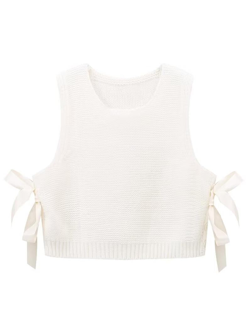 Knit Bows Sleeveless Vest