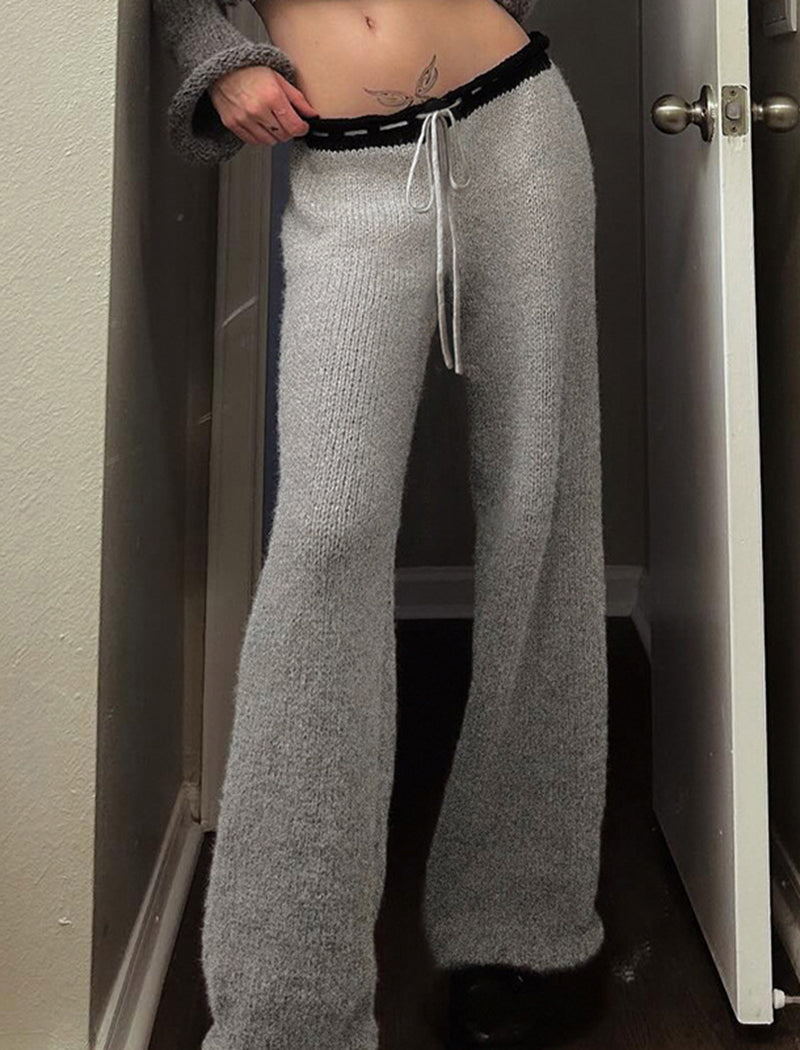 Drawstring Knit Flare Pants