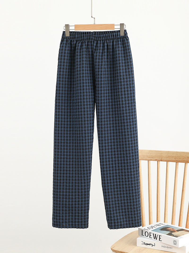 Checkered Wide-Leg Pants