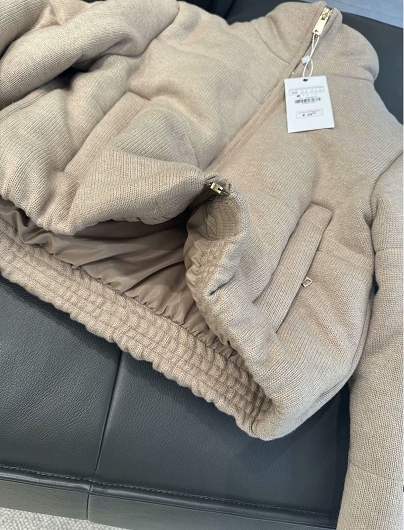 Versatile Loose Stand Collar Knit Zipper Jacket