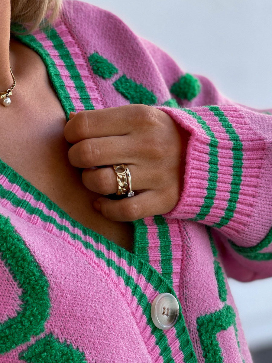 Graphic Button Cardigan