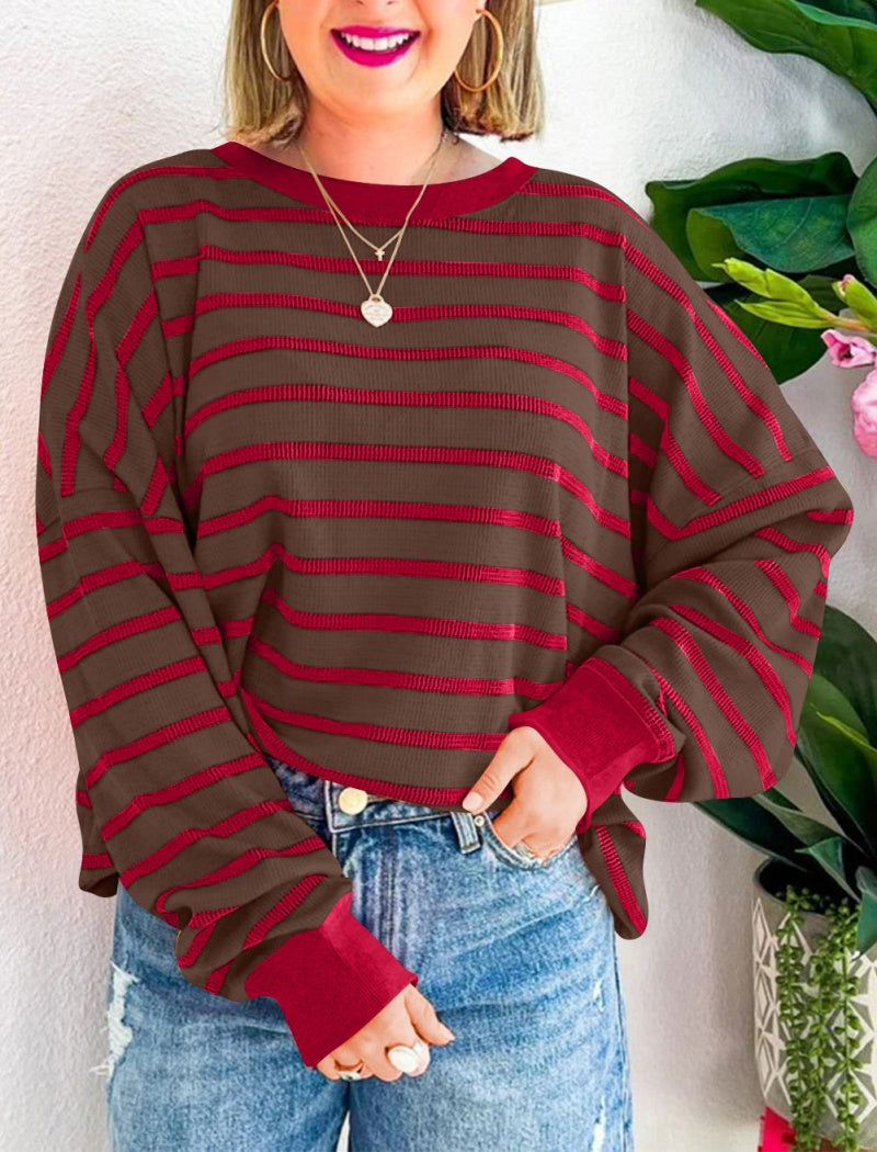 Striped Loose-Fit Sweater with Drop Shoulders