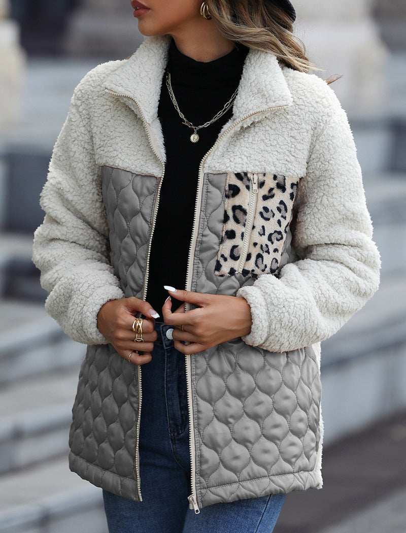 Colorblock Quilted Sherpa Jacket