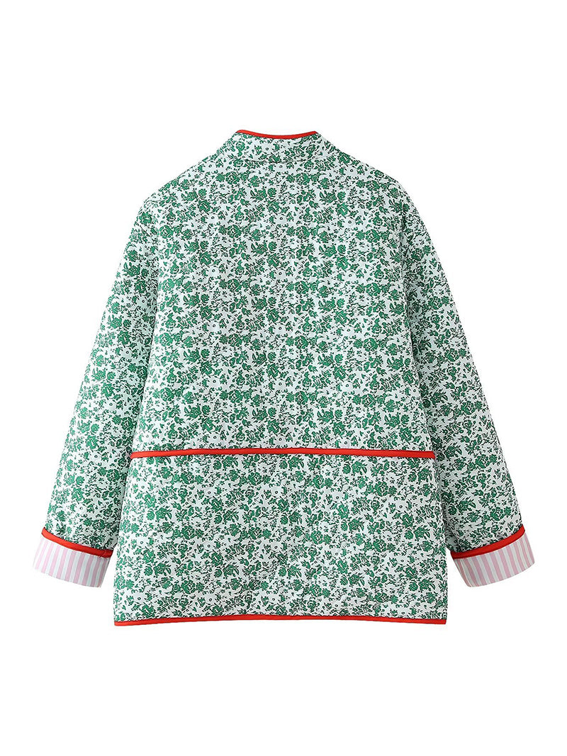 Floral Print Patchwork Coat