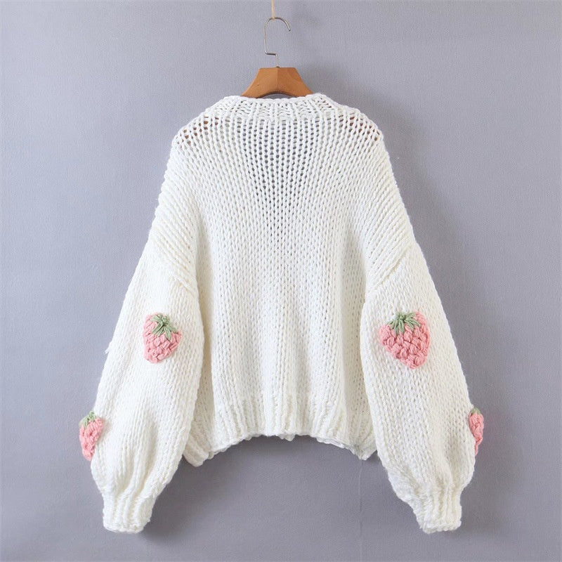 Strawberry Knit Oversized Cardigan