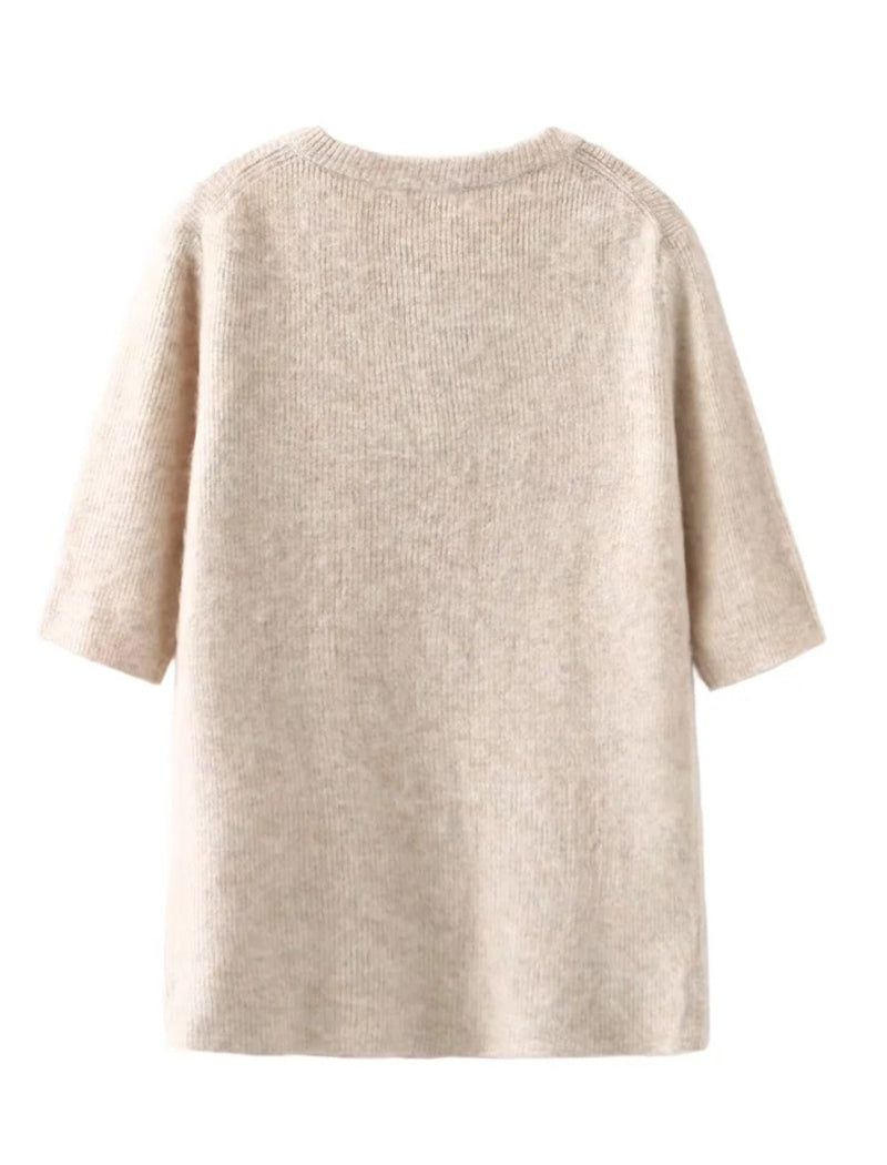 Round Neck Short Sleeve Knit Top