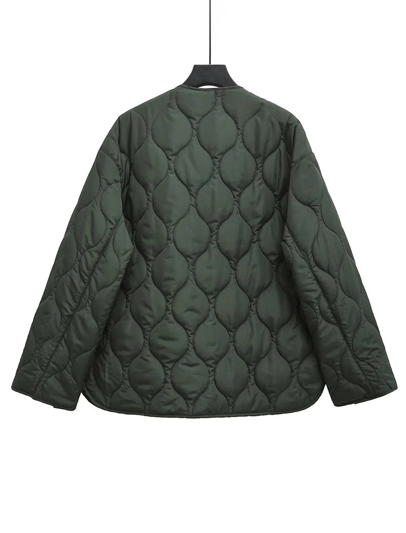 Oversized Quilted Jacket with Contrast Trim
