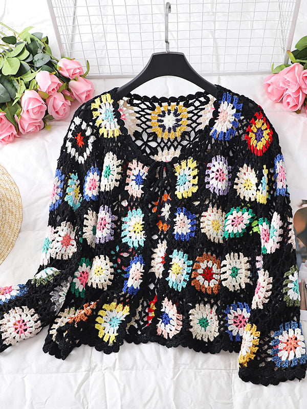 Eyelet Colorblock Cardigan