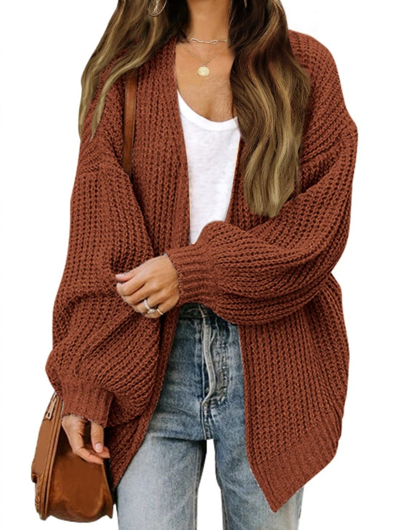 Lantern Sleeve Knit Cardigan
