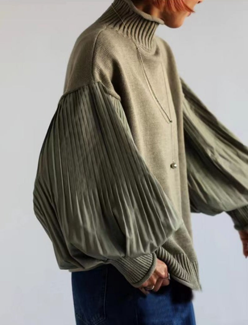 Cuffed Sleeve Patchwork Casual Top