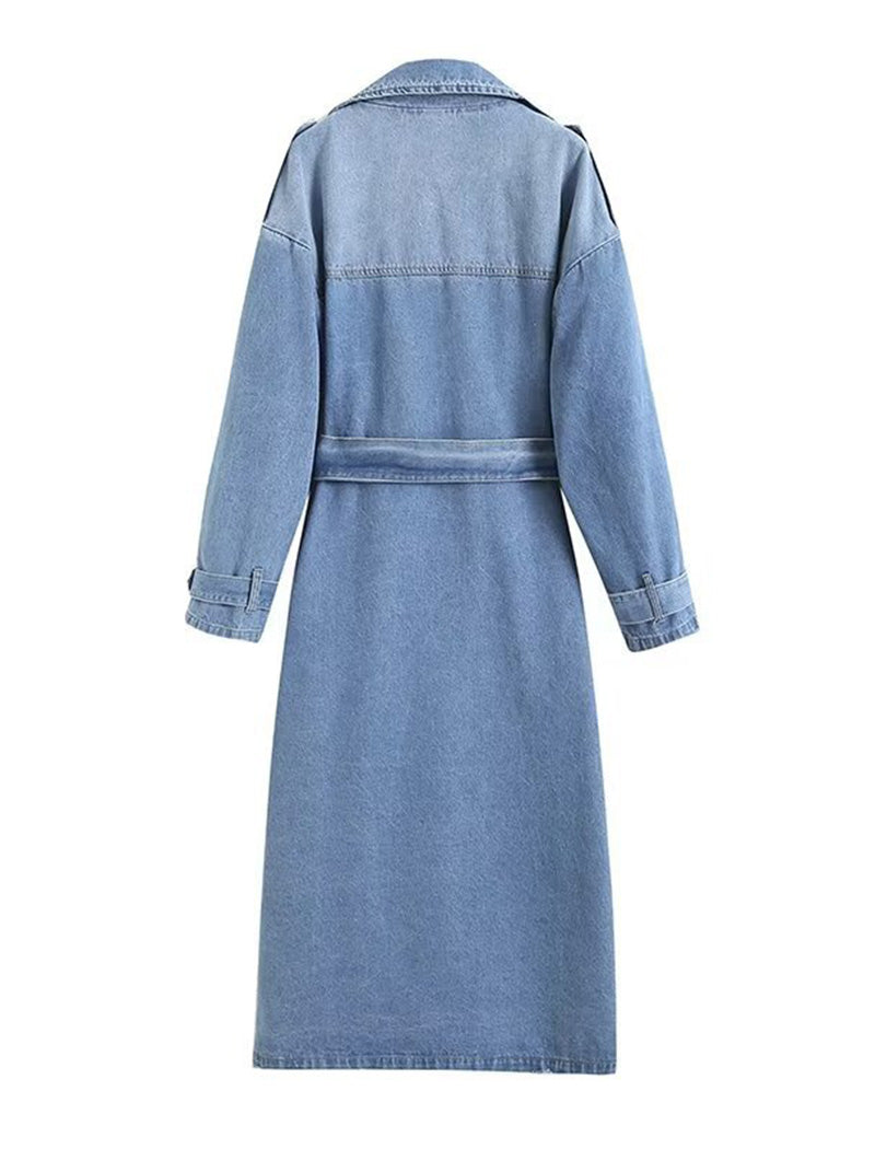 Double-Breasted Denim Trench Coat
