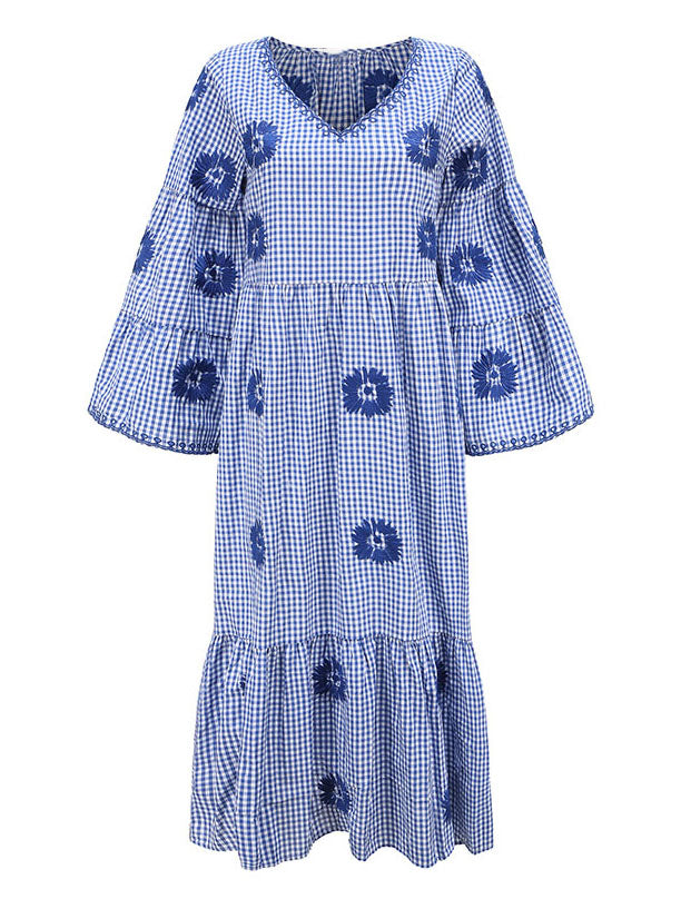 Floral Gingham Maxi Dress