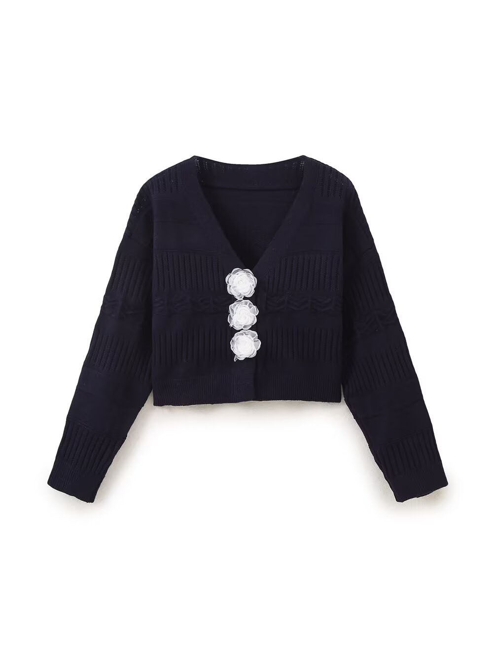 Floral Cropped Knit Cardigan