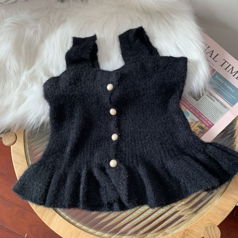 Knit Tank Top with Button Accents