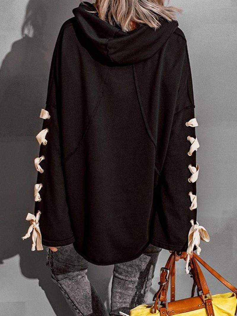 Oversized Hooded Long-Sleeve Pullover