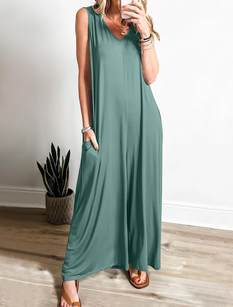 Sleeveless V-Neck Jumpsuit