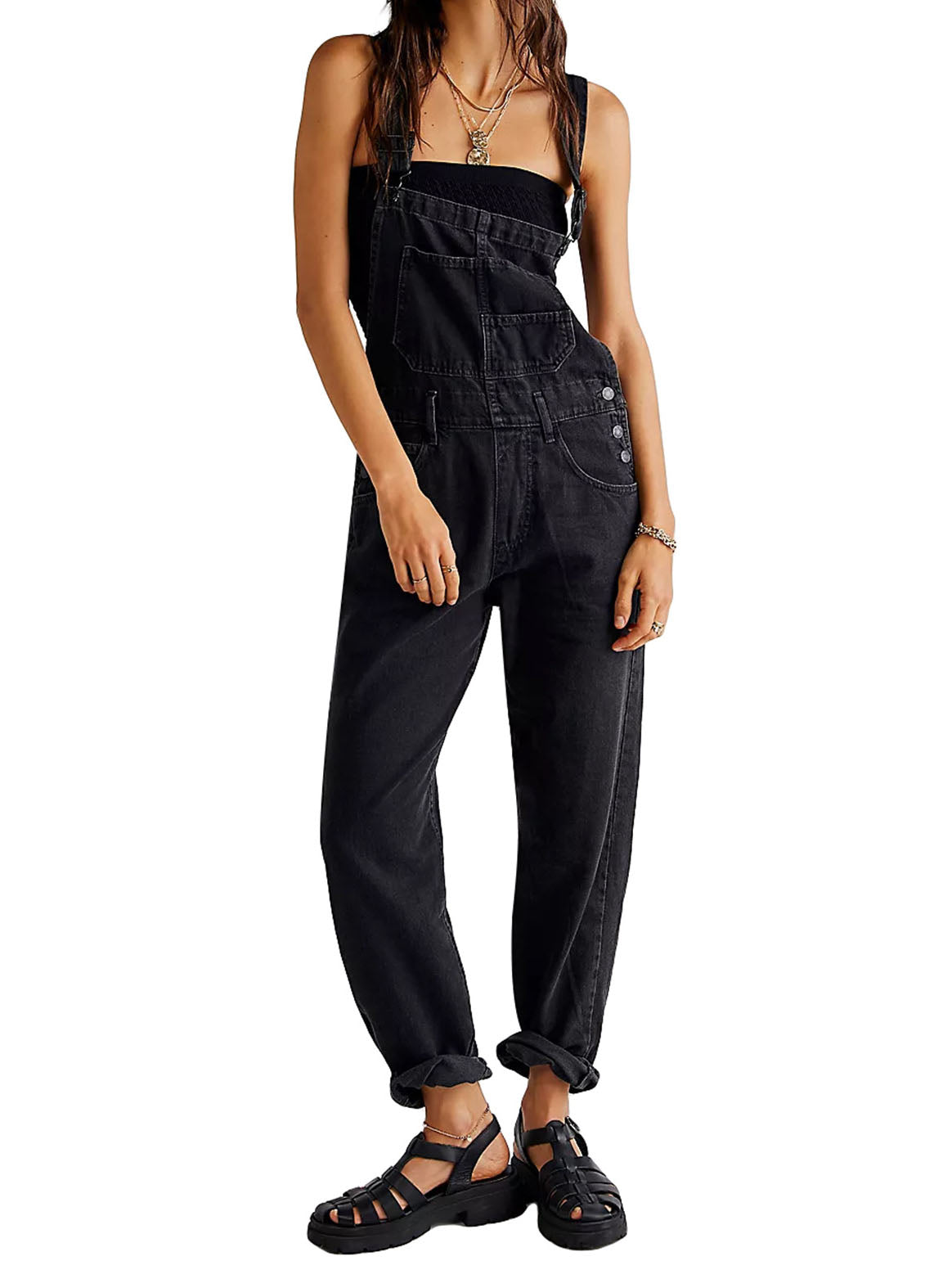 Straight-Leg Denim Overalls