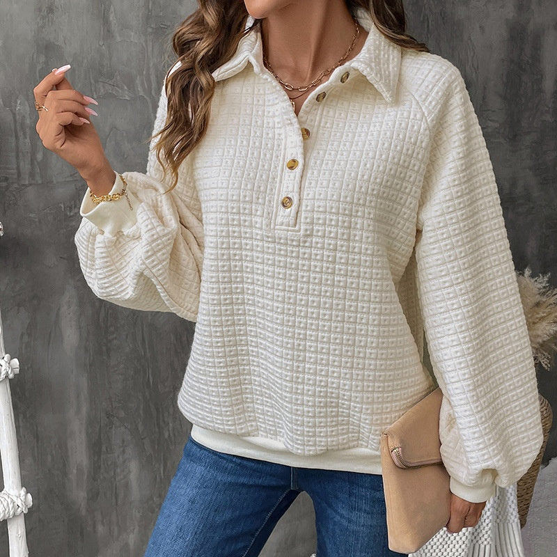 Textured Button-Up Sweater with Relaxed Fit