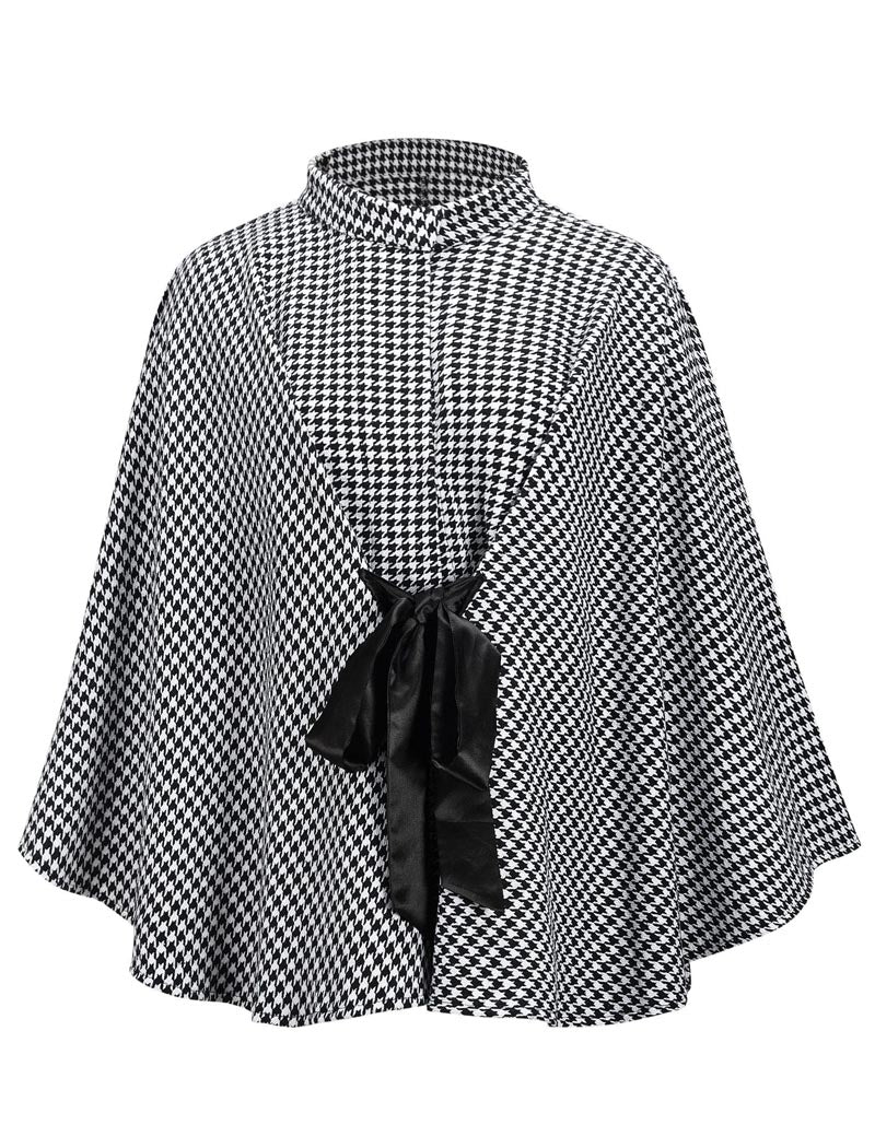 Belted Houndstooth Cape