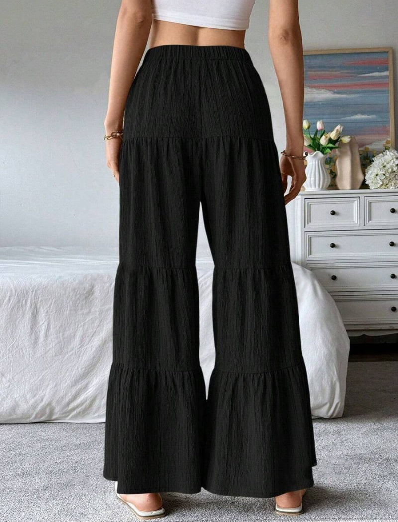 Tiered Wide-Leg Lounge Pants