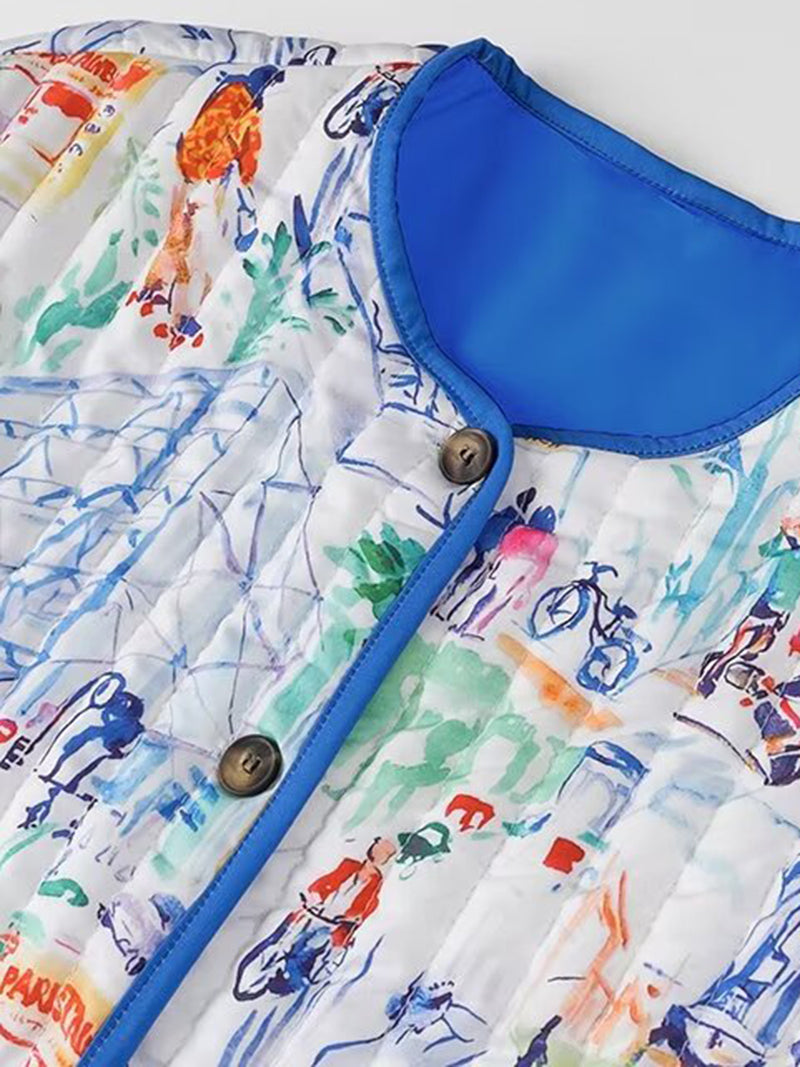 Graphic Print Jacket and Shorts Set