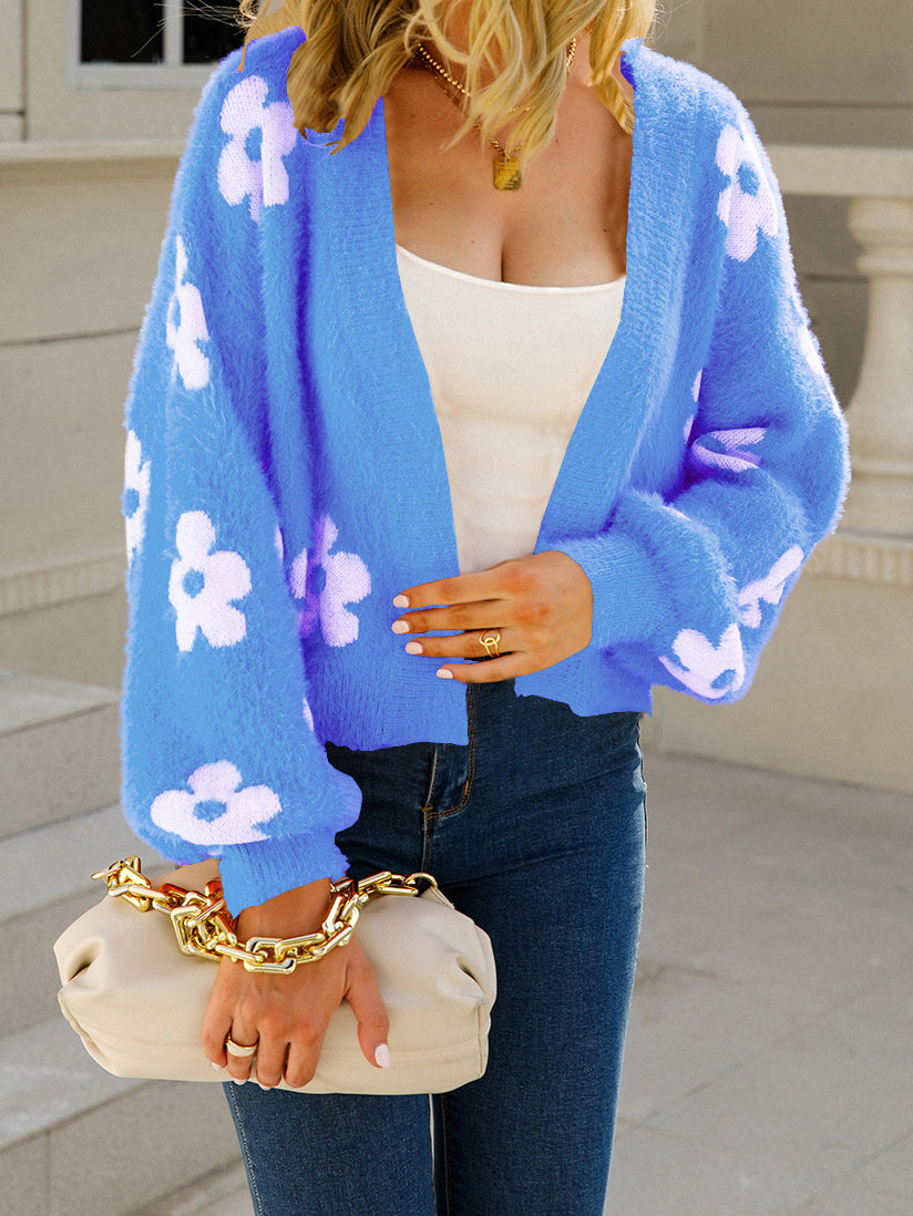 Floral Open-Front Cardigan