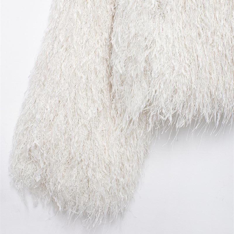 Shaggy Fluffy Knit Sweater with Wide Sleeves