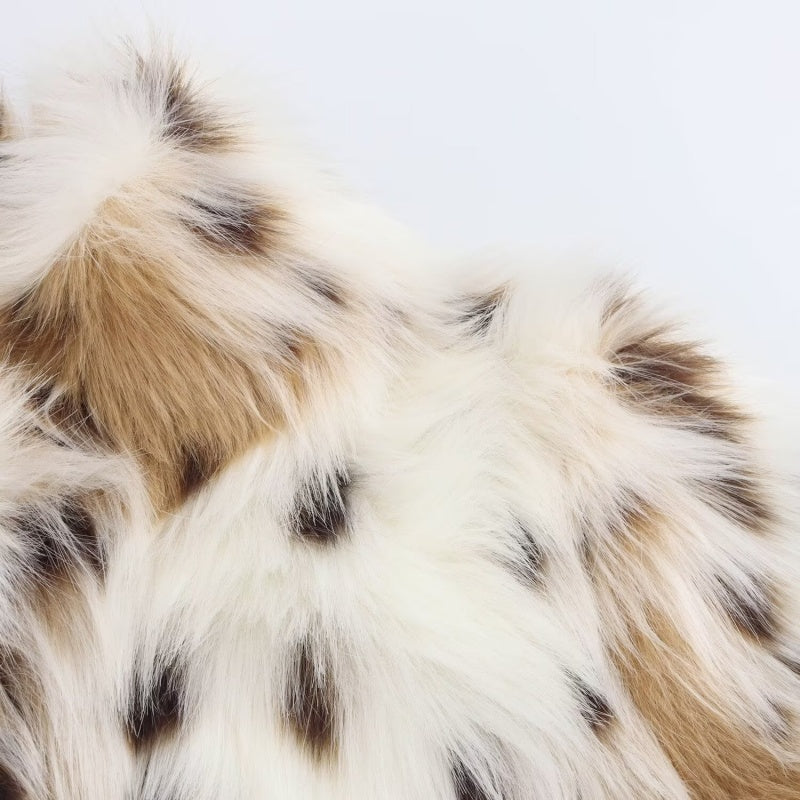 Faux Fur Animal Print Coat