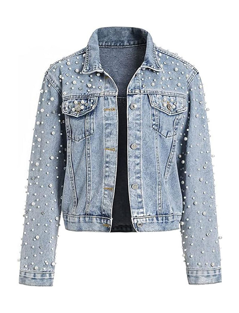 Pearl-Studded Denim Jacket