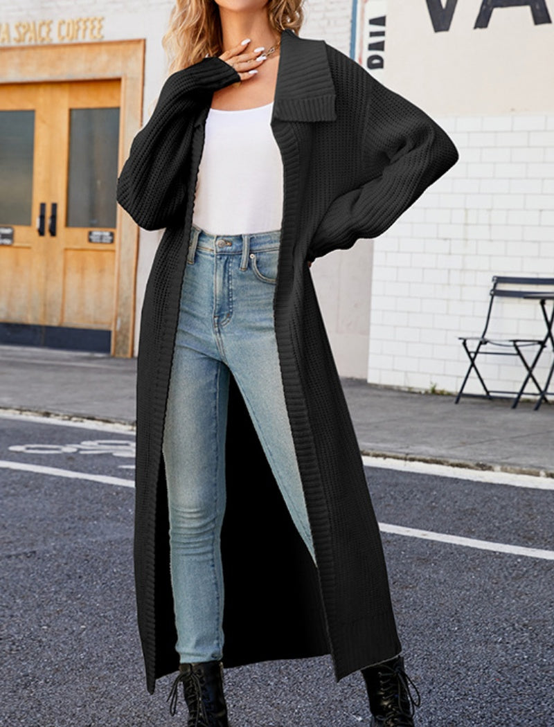 Collared Long Knit Cardigan