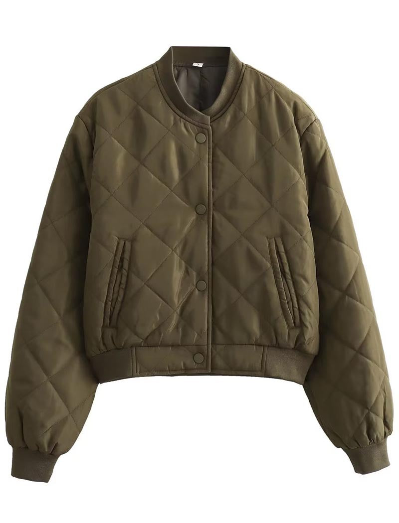 Quilted Cropped Bomber Jacket