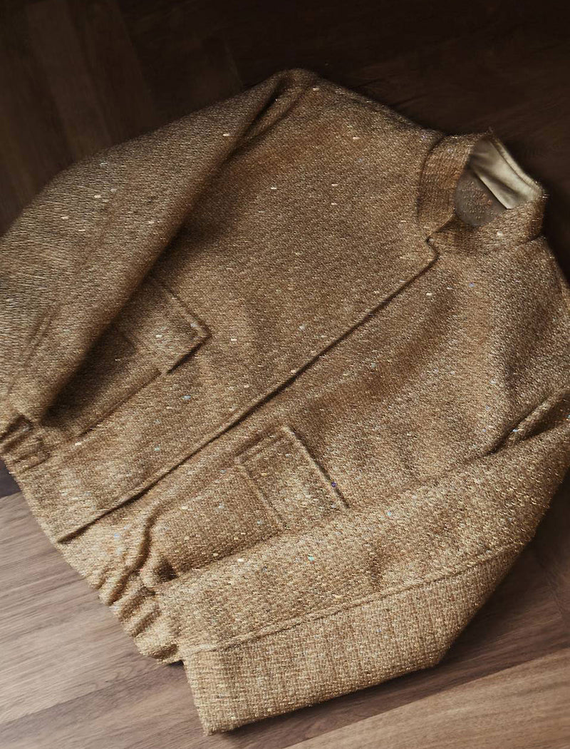 Sequin Stand-Collar Loose Jacket