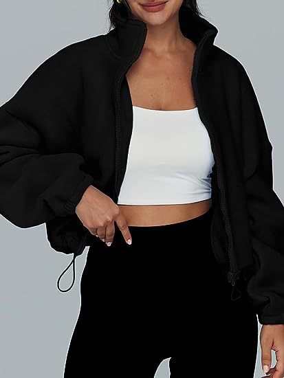 Zip-Up Drawstring Cropped Jacket