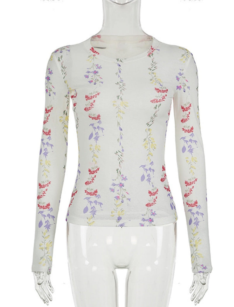 Floral Mesh Long Sleeve Top
