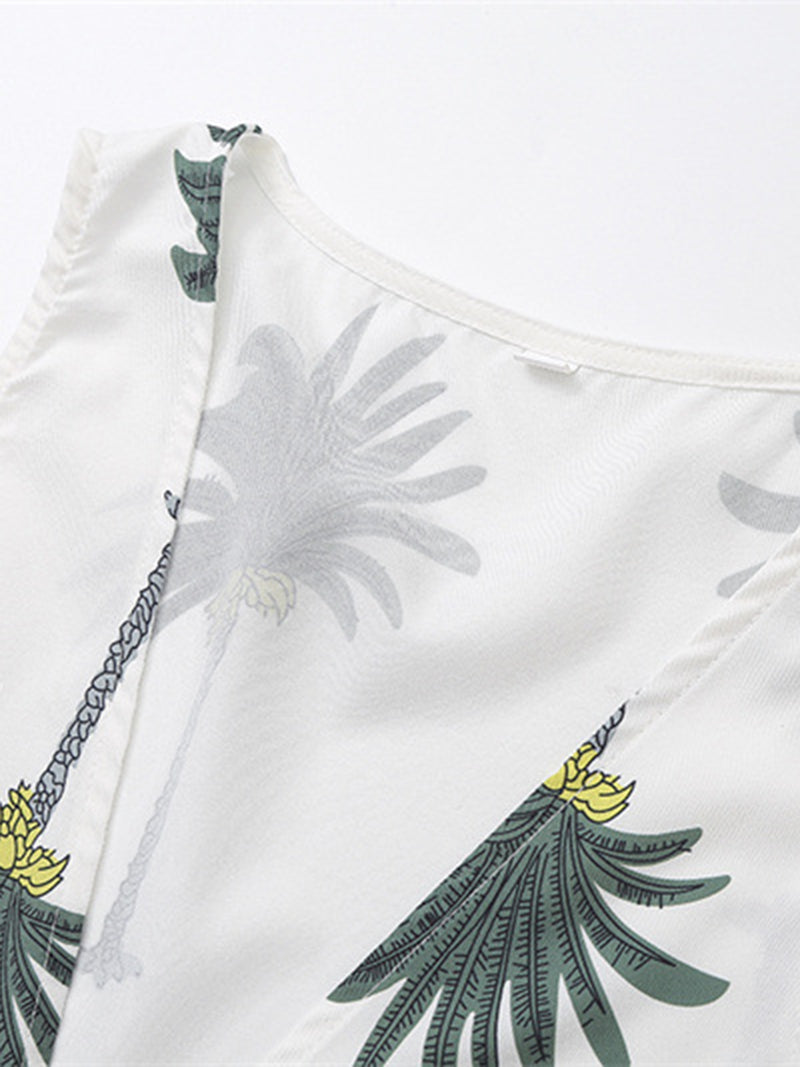 Palm Tree Print Vest and Pants Set