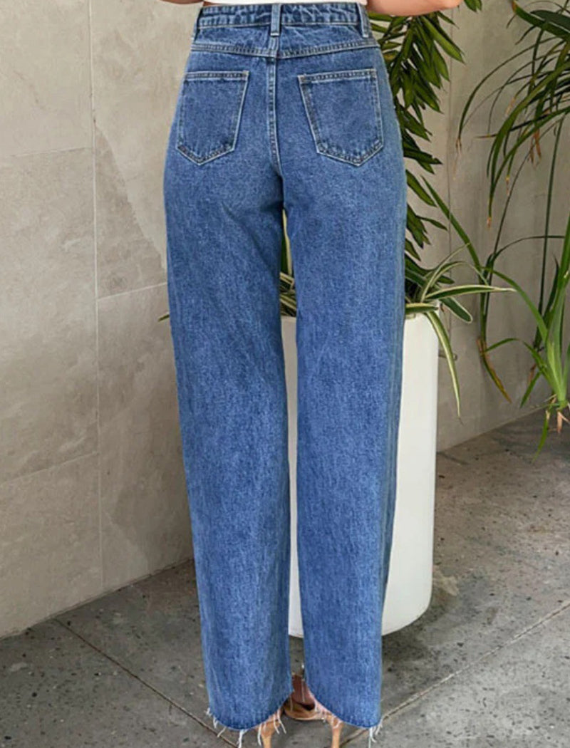 Pearl Embellished Straight-Leg Jeans