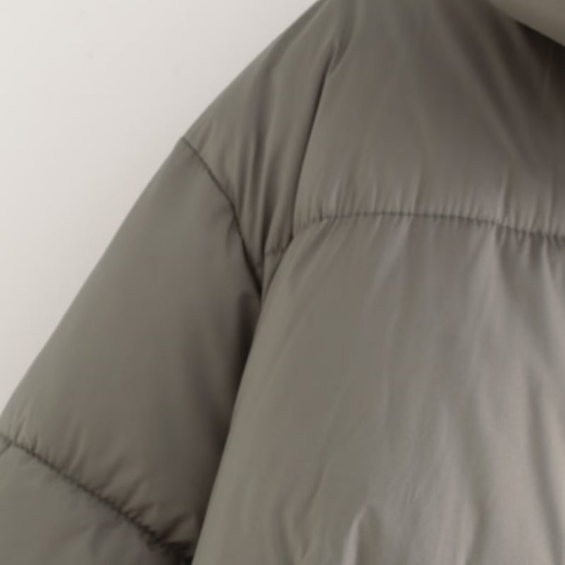 Cropped Puffer Jacket with Ribbed Hem