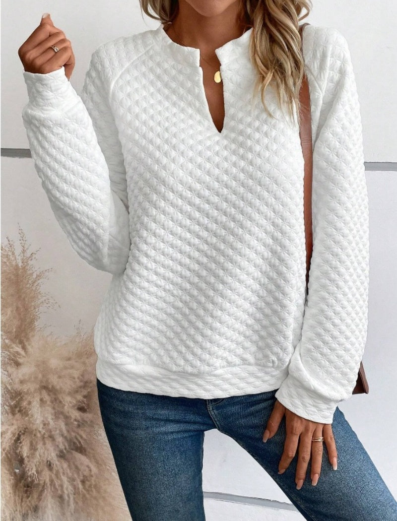 V-Neck Colorblock Long Sleeve Casual Top