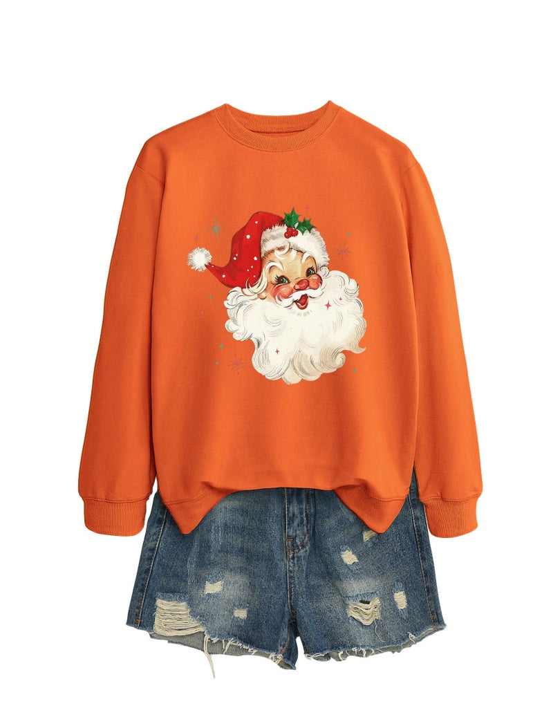 Vintage Santa Print Casual Top