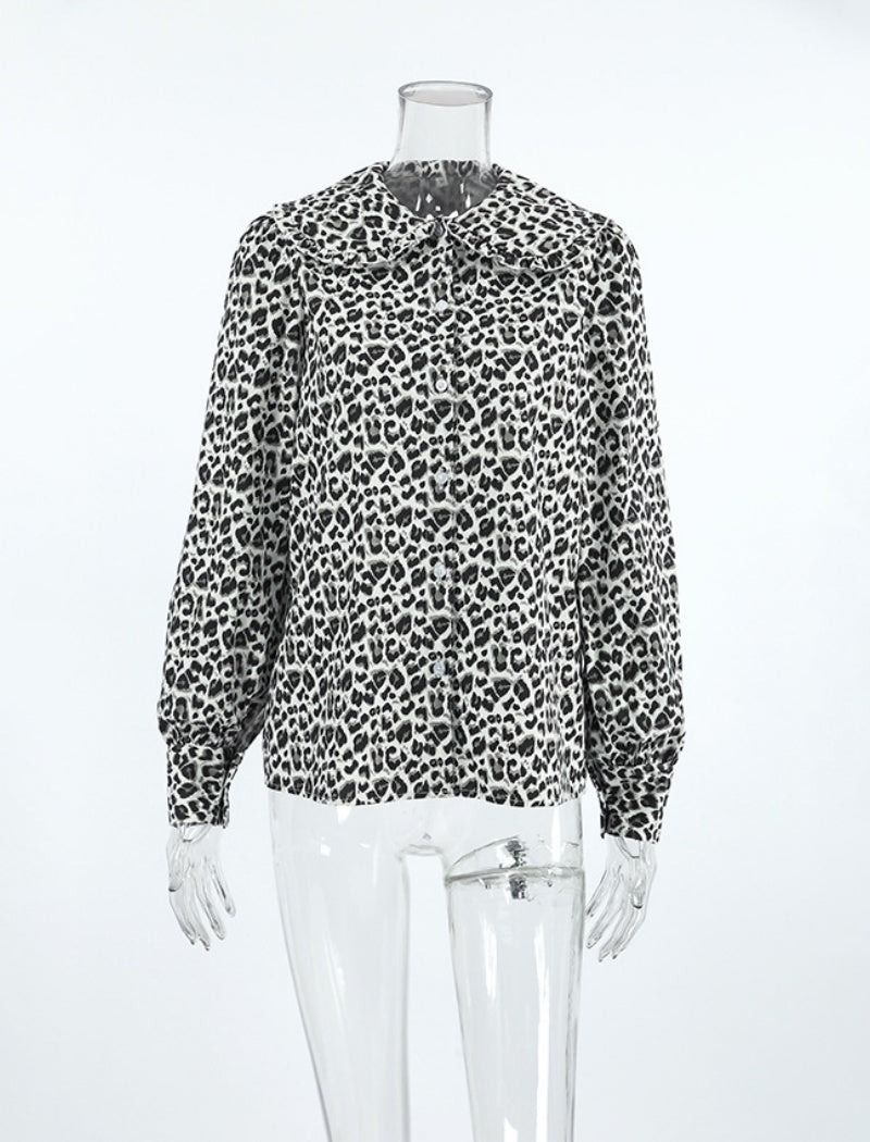 Cropped Leopard Print Blouse