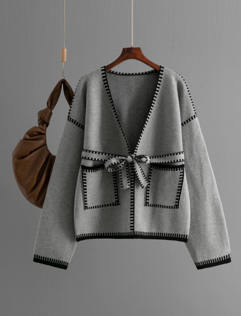 Tie Detail Open Front Cardigan